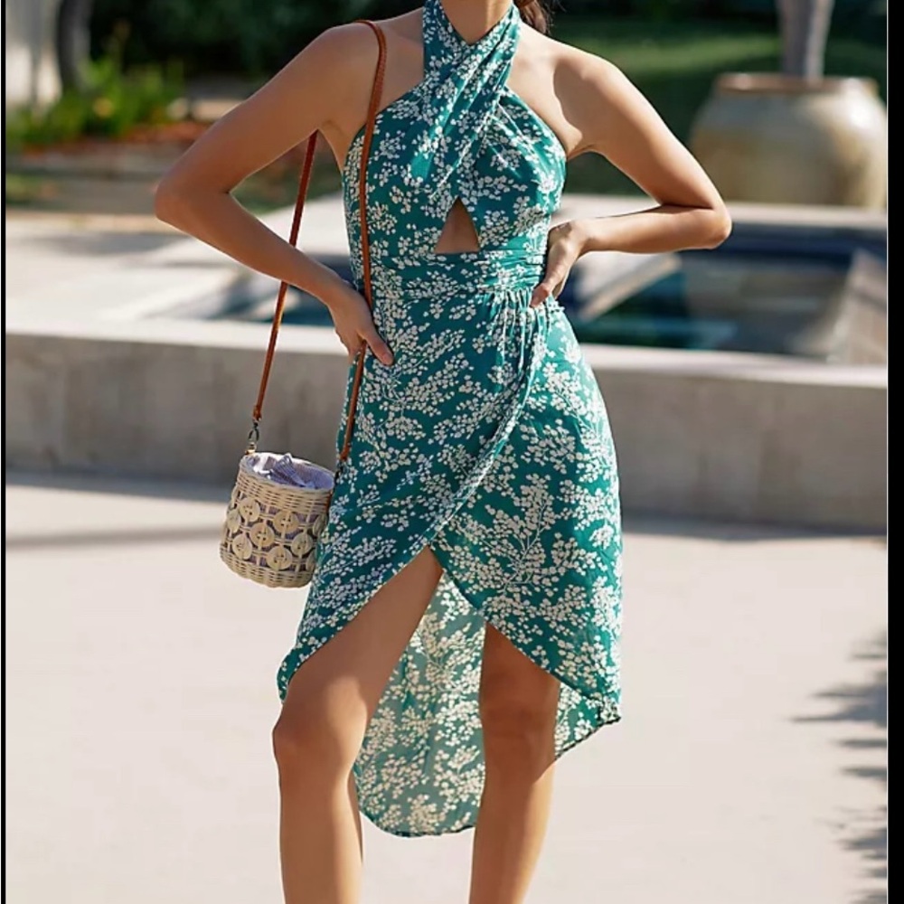 Anthropologie Halter  Dress Floral